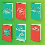 Set of christmas brochures templates. Vector Holidays cards collection. Hand drawn lettering elements