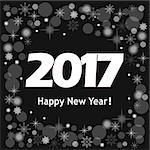 Festive colorful new year`s  banner with text Happy New Year 2017 on the black background and snowflakes. Design for cover calendar new year 2017. eps 10.