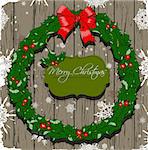 Christmas card with wreath. Vector illustration EPS 10