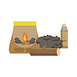 Things Needed To Make A Bonfire Set Simple Childish Flat Colorful Illustration On White Background