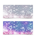 Vector Christmas background, Merry Christmas banners with snow