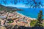 Overview of Cefalu with Tyrrhenian Sea, Sicily, Italy