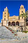 Steps in front of Cefalu Cathedral in Cefalu, Sicily, Italy