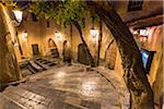 Looking Down at Stone Steps at Dusk in Cefalu, Sicily, Italy