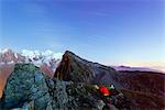 Europe, France, Haute Savoie, Rhone Alps, Chamonix, Mont Blanc 4810m, campsite at Brevant