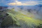 Europe, Italy, Sicily, Aeolian Islands, Vulcano Island, Sulphur and fumaroles smoke on on Gran Cratere (The Great Crater),