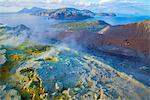 Europe, Italy, Sicily, Aeolian Islands, Vulcano Island, High angle view of , Aeolian Islands from Vulcano island Gran Cratere,