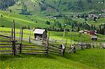 Romania, Moldavia, Suceava. Traditional wooden fencing with interlocking posts, without the use of nails.