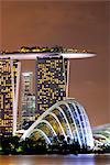 South East Asia, Singapore, Gardens by the Bay cloud forest and Marina Bay Sands Hotel and Casino