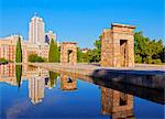 Spain, Madrid, Parque del Oeste, View of the Temple of Debod.