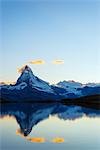 Europe, Switzerland, Valais, Zermatt, Matterhorn (4478m), Stellisee lake