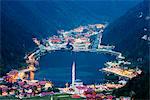 Turkey, Black Sea Coast, Uzungol alpine resort, lakeside mosque