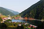 Turkey, Black Sea Coast, Uzungol alpine resort, lakeside mosque