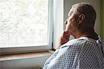 Senior man in a thoughtful mood at hospital