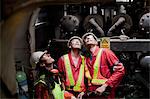 Engineers working on oil rig