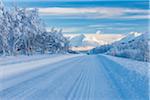 Snowy Road in Winter, Breivikeidet, Troms, Norway