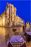 Cathedral of Syracuse at Dusk in Piazza Duomo, Ortygia, Syracuse, Sicily, Italy