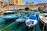 Traditional Fishing Boats Moored in Harbour, Ortygia, Syracuse, Sicily, Italy