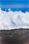 Vehicle on Winding Road, Mount Etna, Sicily, Italy