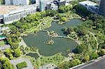 Tilt-shift bird's eye view of Old Shiba-Rikyu Garden, Tokyo, Japan