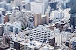 Tilt-shift bird's eye view of Tokyo cityscape, Tokyo, Japan