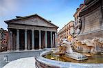View of old Pantheon a circular building with a portico of granite Corinthian columns and fountains, UNESCO World Heritage Site, Rome, Lazio, Italy, Europe
