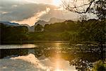 Sunset at Loughrigg Tarn near Ambleside, Lake District National Park, Cumbria, England, United Kingdom, Europe