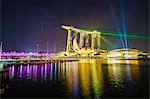 The nightly light and laser show in Marina Bay from the Marina Bay Sands, Singapore, Southeast Asia, Asia