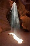 Beam of sunlight shining into Antelope Canyon, Arizona, USA