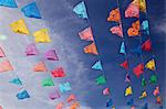 Rows of flags, low angle view, Oaxaca, Mexico