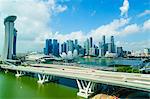 Busy roads leading to the Marina Bay Sands, Gardens by the Bay and ArtScience Museum with the city skyline beyond, Singapore, Southeast Asia, Asia