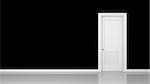 3D render of a black wall and a door in an empty flat with space for your content