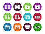 Video circle icons on white background. Vector illustration.