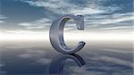 metal uppercase letter c under cloudy sky - 3d illustration