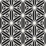 Vector Seamless Black And White Star Lines Grid Pattern. Abstract Freehand Background Design