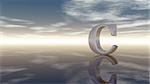 metal uppercase letter c under cloudy sky - 3d rendering