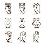 Set of owl logos and emblems design elements for schools and educational signs