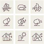 Natural Disaster Icons set line style