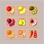 A set of delicious vegetables on wooden boards