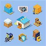 warehouse equipment icon set illustration in modern style for different use