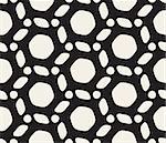 Vector Seamless Black and White Rounded Lines Pattern. Abstract Geometric Background Design