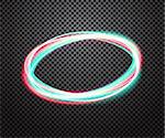 Round light trail vector special effect with transparency isolated on checkered background. Colorful glowing neon ring design element for decoration