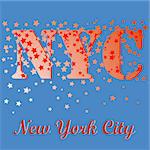 New York T-shirt Emblem.Print Typography. Retro Label. Vintage Sport Pattern. Starry Basketball Logo on Blue Background