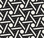 Vector Seamless Black and White Geometric Rounded Triangular Shape Pattern