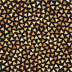 Vector Seamless Golden Gradient Triangle Shape Jumble Pattern. Abstract Geometric Background Design