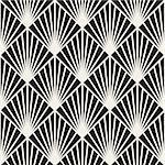 Vector Seamless Black and White Burst Lines Rhombus Shape Pattern. Abstract Geometric Background Design
