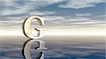 metal uppercase letter g under cloudy sky - 3d rendering