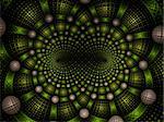 Abstract fractal fantasy green spiral pattern. Fractal artwork for creative design,flyer cover, interior, poster.