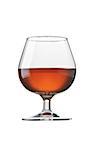 Glass with cognac brandy on white isolated background