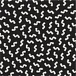 Vector Seamless Black and White Memphis Lines Jumble Pattern. Abstract Geometric Background Design